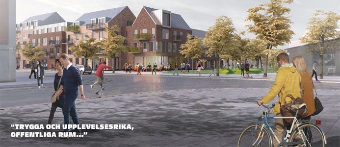 Visionsbild av de ny lägenheterna i Skomakarparken, Uppsala. Ill: Arkitekterna