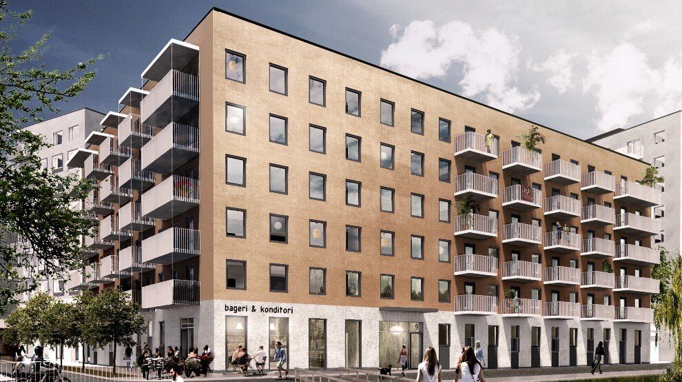 Kvarteret byggs i enlighet med Skanska Hållbar Hyresbostad. Bild: Skanska