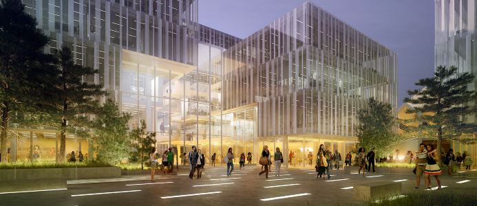Plan på hur byggnaden Spektrum, där RISE flyttar in, kommer att se ut. Illustration: Arrow Arkitekter.