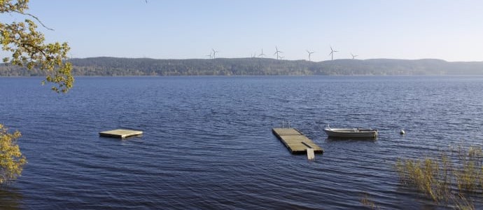 Fotomontage Rödene. 13 Vindkraftverk. Vy från Arlid (Bild: RES Renewable Norden)