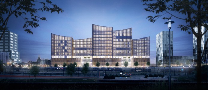 Byggnaden kommer certifieras enligt högsta miljöcertifieringsnivån Miljöbyggnad Guld. Fotograf: Henning Larsen Architects