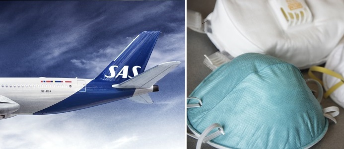 Kravet på munskydd gäller på alla flygningar mellan 18 maj och 31 augusti. Bild: SAS