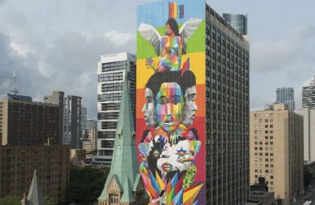 Unik muralmålning på stadshuset i Nacka