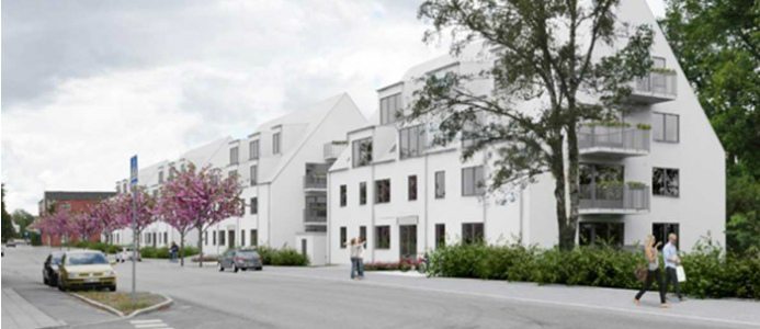 Bildtext: Riksbyggen bygger 67 nya hyresrätter i Strängnäs i samarbete med Bygg-Fast. Bildkälla: Riksbyggen
