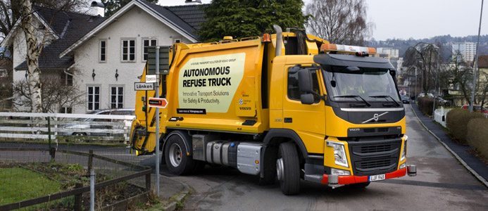 Självkörande sopbil från Volvo. Foto: AB Volvo