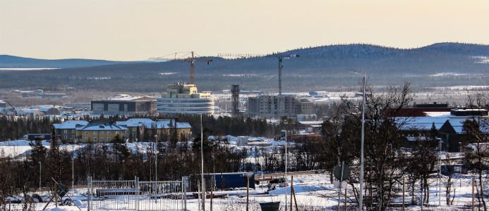 Vy mot nya centrum. Foto: Kiruna kommun / stadsomvandling