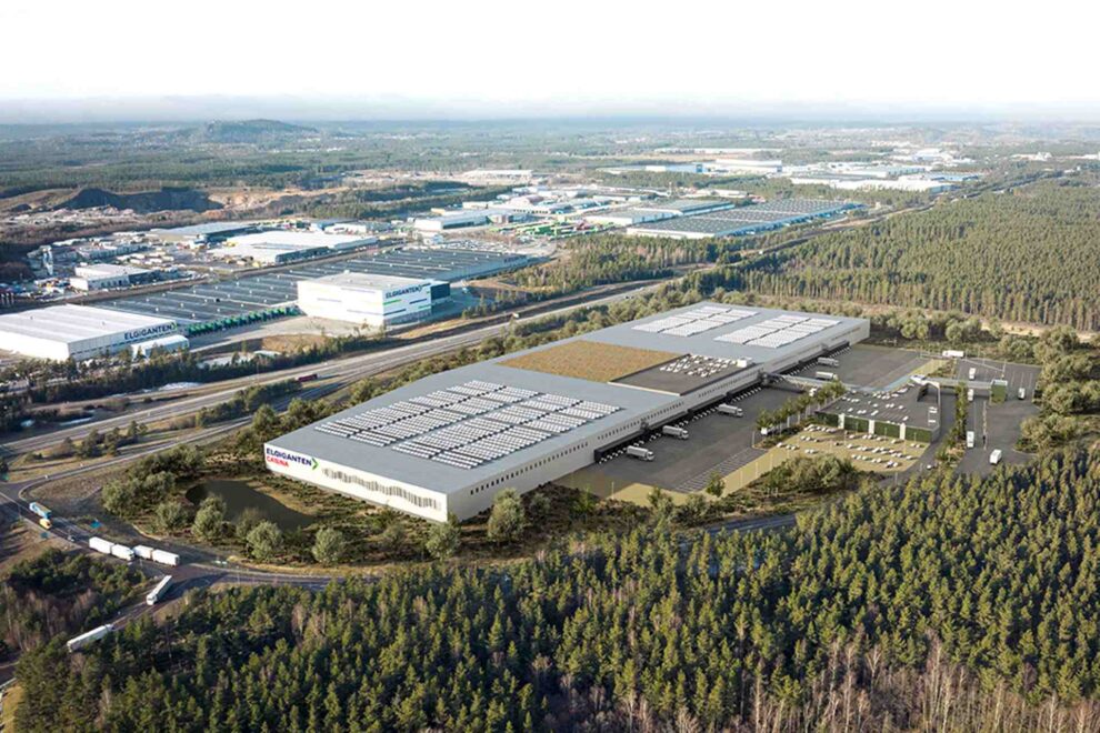 Bygget startar hösten 2022 med beräknad inflyttning för Elgiganten våren 2024. Bild: Catena