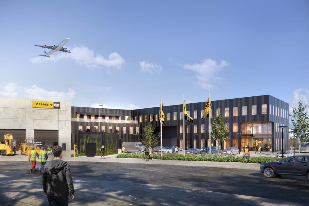 Zeppelin Sveriges nya huvudanläggning i Landvetter. Bild: Zeppelin Sverige AB / Semrén & Månsson Arkitekter