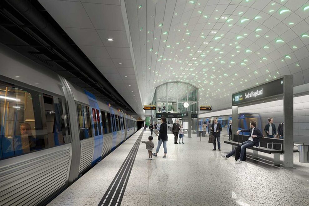 Vision för den kommande tunnelbanestationen Södra Hagalund. Bildkälla: SL.