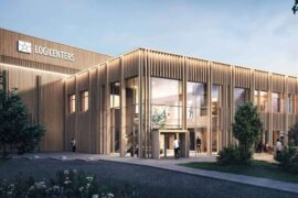 Halverat CO2-avtryck i bygget av Logicenters första trälager