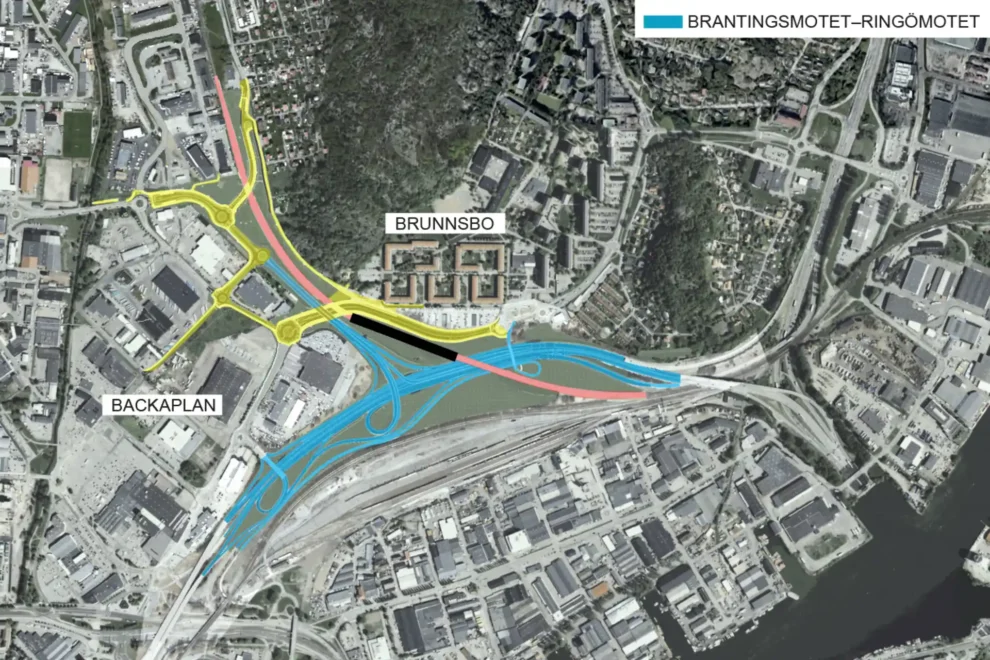 Översiktskarta över Lundbyleden, Backaplan och Bohusbanan. Trafikverket.